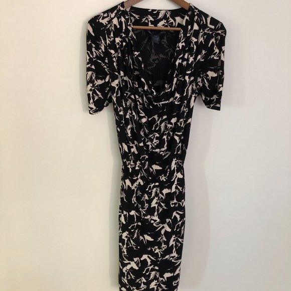French Connection - Cowl Neck Black and White Dress - Picture 2 of 4